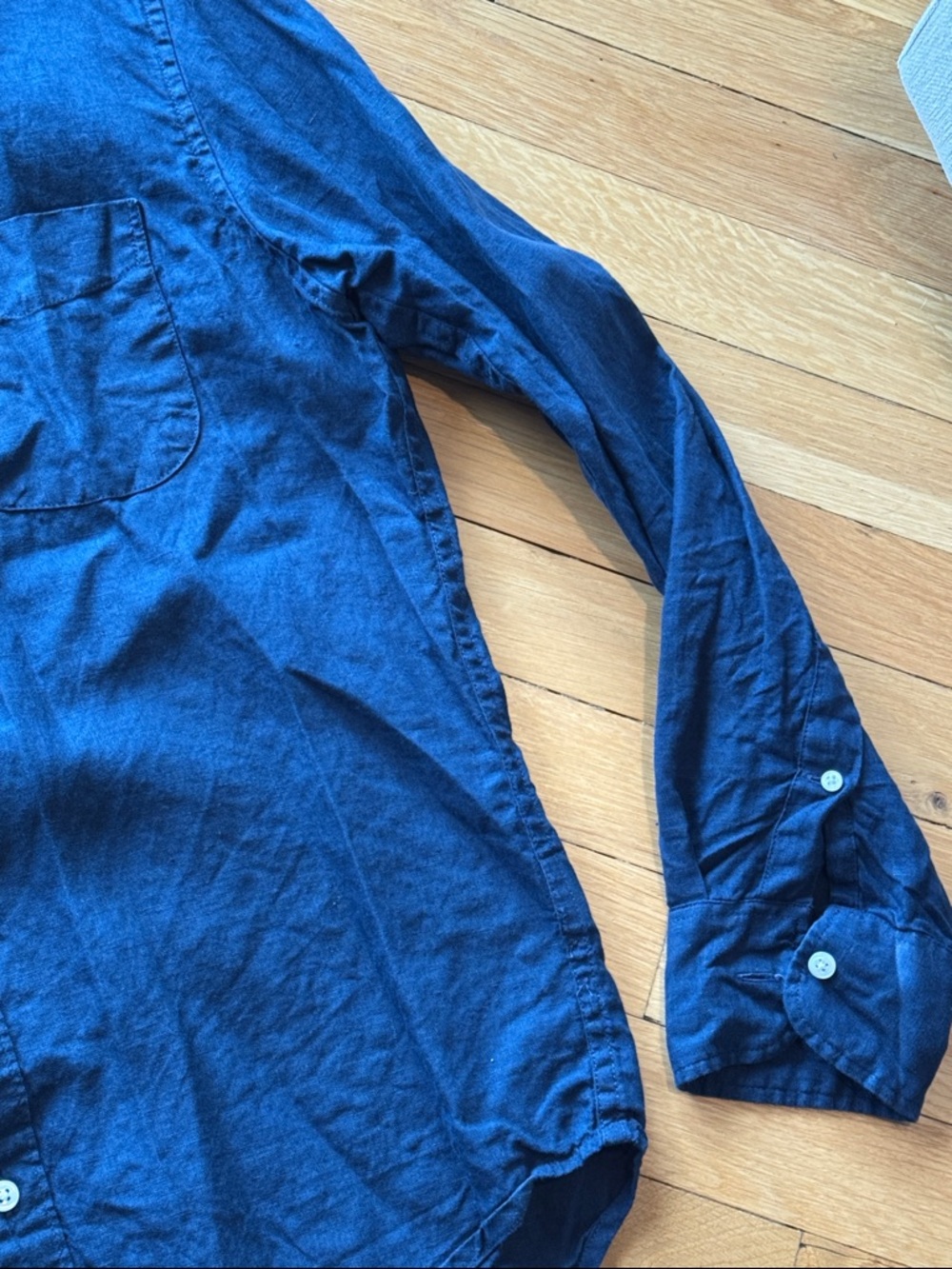 J. Crew Linen Navy Button-Down Long-Sleeve Shirt - Picture 4 of 7